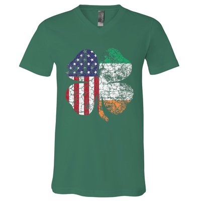 Irish American Flag Ireland Flag ST PATRICKS DAY Gift Lucky V-Neck T-Shirt