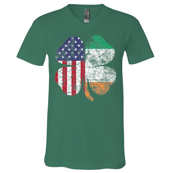 Irish American Flag Ireland Flag ST PATRICKS DAY Gift Lucky V-Neck T-Shirt