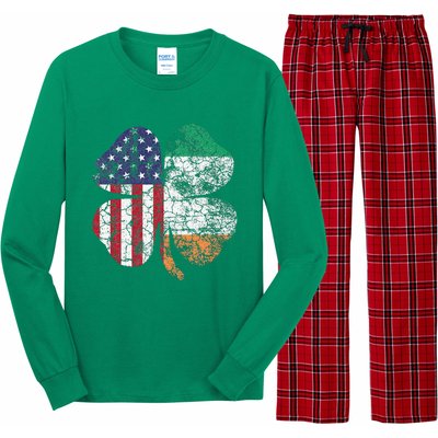 Irish American Flag Ireland Flag ST PATRICKS DAY Gift Lucky Long Sleeve Pajama Set