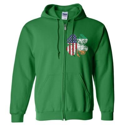 Irish American Flag Ireland Flag ST PATRICKS DAY Gift Lucky Full Zip Hoodie