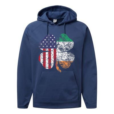 Irish American Flag Ireland Flag ST PATRICKS DAY Gift Lucky Performance Fleece Hoodie