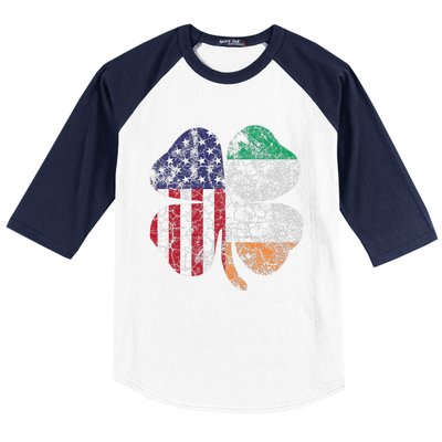 Irish American Flag Ireland Flag ST PATRICKS DAY Gift Lucky Baseball Sleeve Shirt