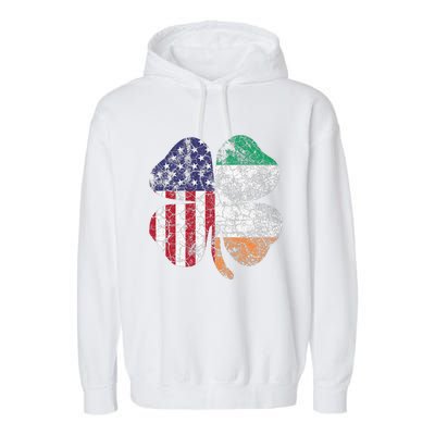 Irish American Flag Ireland Flag ST PATRICKS DAY Gift Lucky Garment-Dyed Fleece Hoodie