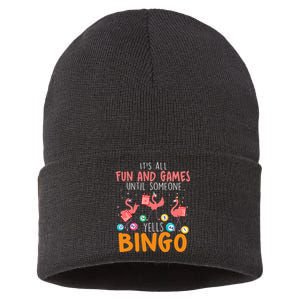 Its All Fun And Games Until Someone Yells Bingo Lover Sustainable Knit Beanie