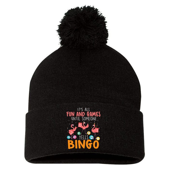 Its All Fun And Games Until Someone Yells Bingo Lover Pom Pom 12in Knit Beanie