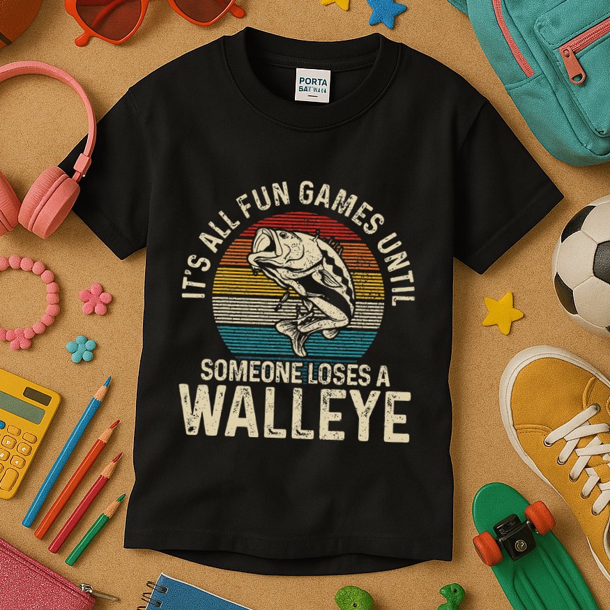 Its All Fun And Games Until Someone Loses A Walleye Fishing Kids T-Shirt