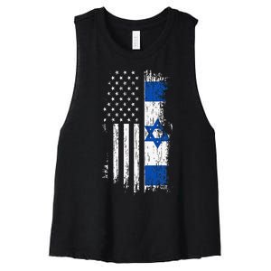 Israeli American Flag Pride Israel USA Women's Racerback Cropped Tank