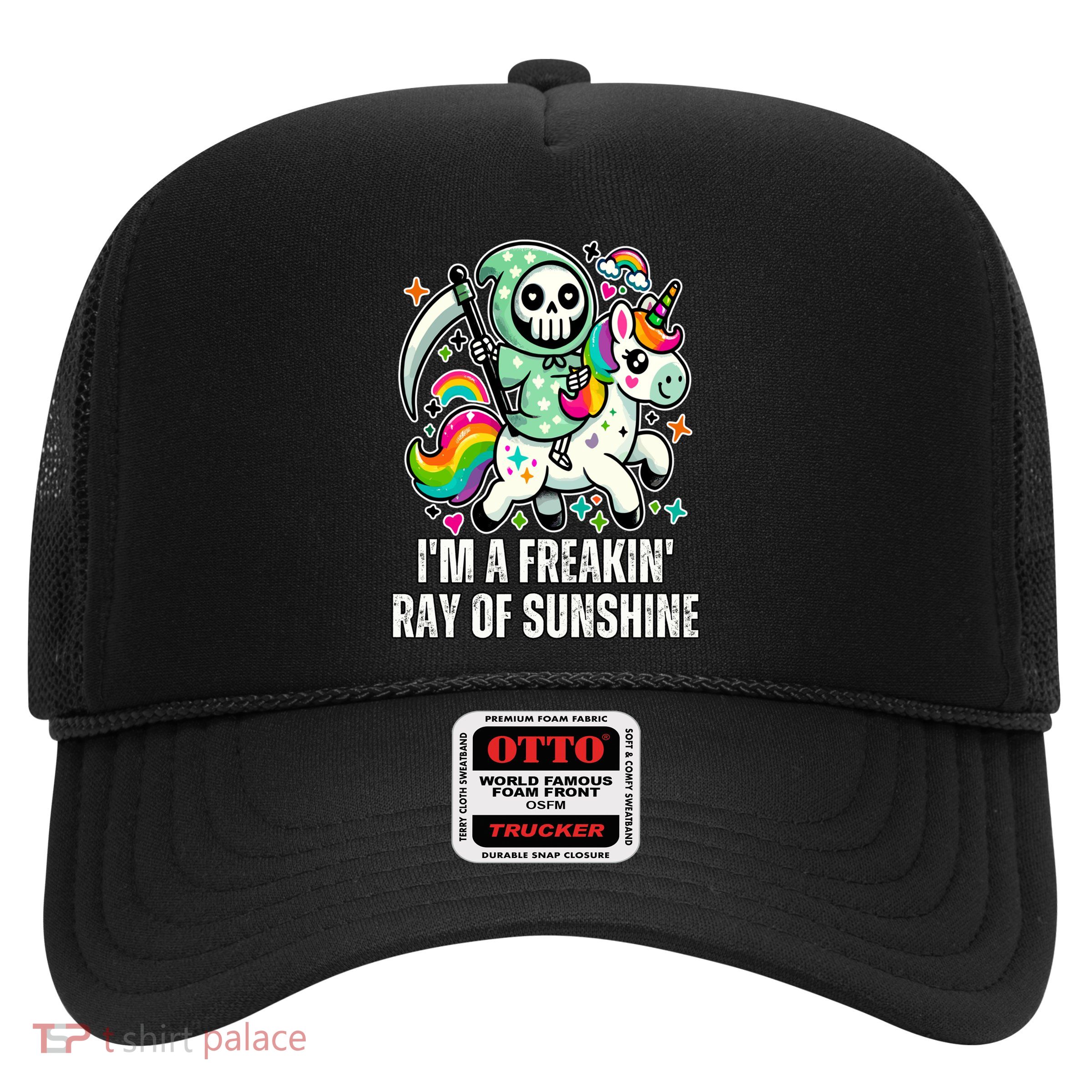 IM A Freakin Ray Of Sunshine Rainbow Unicorn Gift Trucker Hat