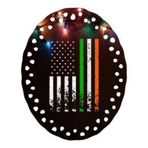 Irish American Flag Ireland Flag ST PATRICKS DAY Gift Lucky Ceramic Oval Ornament