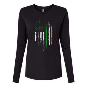 Irish American Flag Ireland Pride St Patrick's Day Womens Cotton Relaxed Long Sleeve T-Shirt