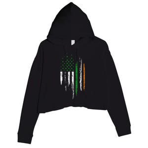 Irish American Flag Ireland Pride St Patrick's Day Crop Fleece Hoodie