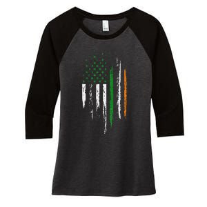 Irish American Flag Ireland Pride St Patrick's Day Women's Tri-Blend 3/4-Sleeve Raglan Shirt