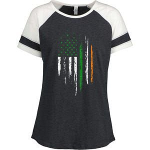 Irish American Flag Ireland Pride St Patrick's Day Enza Ladies Jersey Colorblock Tee