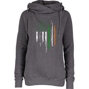 Irish American Flag Ireland Pride St Patrick's Day Womens Funnel Neck Pullover Hood