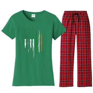 Irish American Flag Ireland Pride St Patrick's Day Women's Flannel Pajama Set