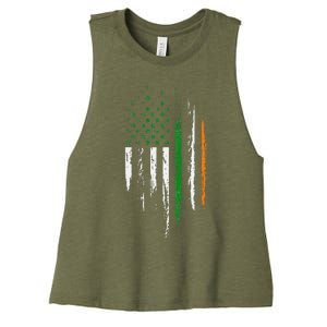 Irish American Flag Ireland Pride St Patrick's Day Women's Racerback Cropped Tank