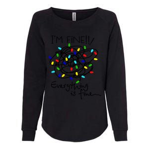 I Am Fine Everything Is Fine Christmas Light Funny Graphic Gift Womens California Wash Sweatshirt