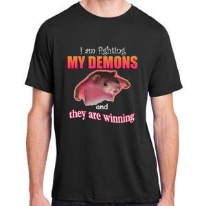 I Am Fighting My Demons And They Are Winning Funny Rat Meme Adult ChromaSoft Performance T-Shirt