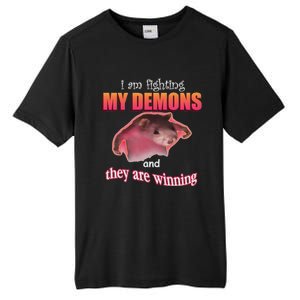 I Am Fighting My Demons And They Are Winning Funny Rat Meme Tall Fusion ChromaSoft Performance T-Shirt