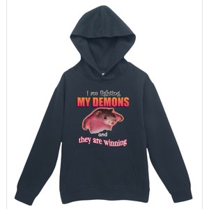 I Am Fighting My Demons And They Are Winning Funny Rat Meme Urban Pullover Hoodie