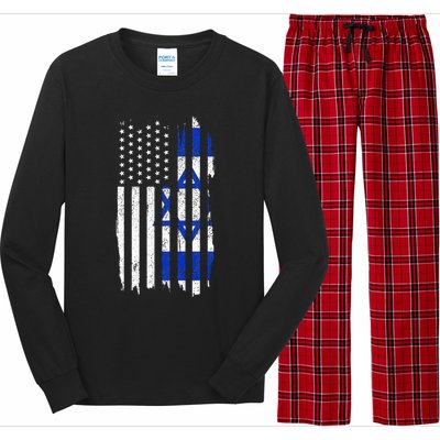 Israel American Flag Patriotic Israeli Pride Long Sleeve Pajama Set