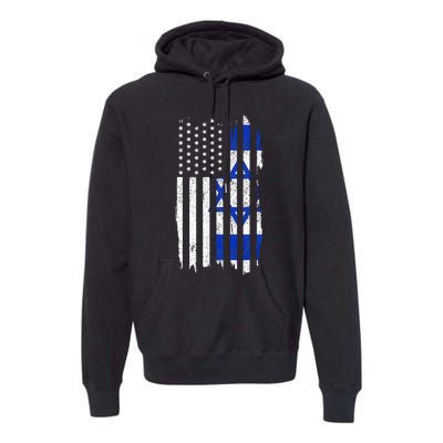 Israel American Flag Patriotic Israeli Pride Premium Hoodie