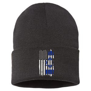 Israel American Flag Patriotic Israeli Pride Sustainable Knit Beanie