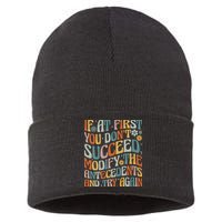 If At First You Dont Succeed Behavior Teacher ABA Therapist Sustainable Knit Beanie