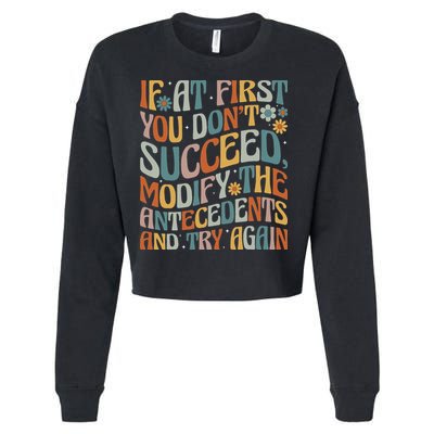 If At First You Dont Succeed Behavior Teacher ABA Therapist Cropped Pullover Crew