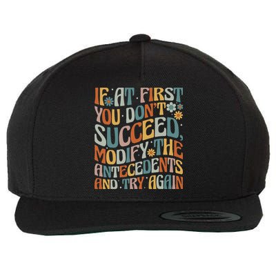 If At First You Dont Succeed Behavior Teacher ABA Therapist Wool Snapback Cap