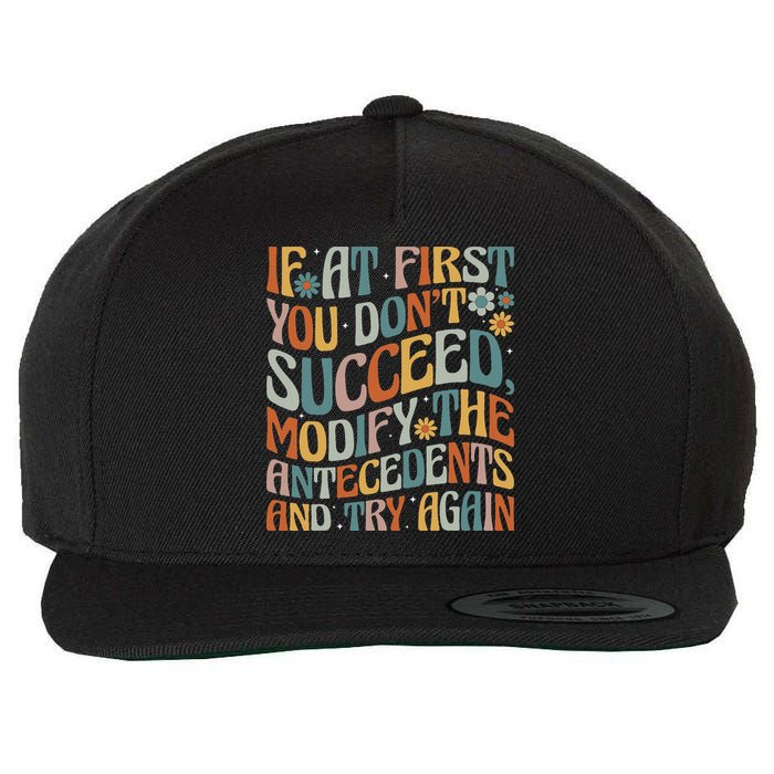 If At First You Dont Succeed Behavior Teacher ABA Therapist Wool Snapback Cap