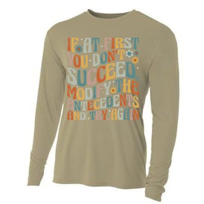 If At First You Dont Succeed Behavior Teacher ABA Therapist Cooling Performance Long Sleeve Crew