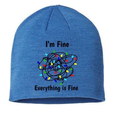 I Am Fine Everything Is Fine Tangled Christmas Lights Cute Gift Sustainable Beanie