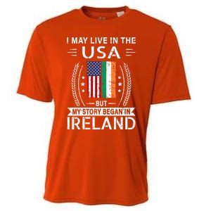 Irish American Flag Gift Meaningful Gift My Story Began In Ireland Cooling Performance Crew T-Shirt