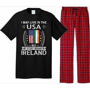 Irish American Flag Gift Meaningful Gift My Story Began In Ireland Pajama Set