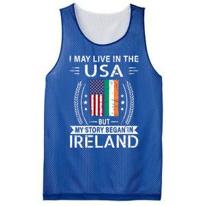 Irish American Flag Gift Meaningful Gift My Story Began In Ireland Mesh Reversible Basketball Jersey Tank