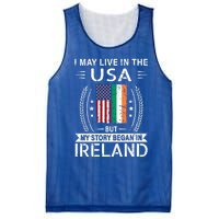 Irish American Flag Gift Meaningful Gift My Story Began In Ireland Mesh Reversible Basketball Jersey Tank