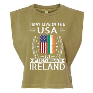 Irish American Flag Gift Meaningful Gift My Story Began In Ireland Garment-Dyed Women's Muscle Tee