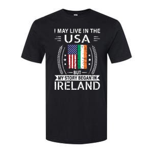 Irish American Flag Gift Meaningful Gift My Story Began In Ireland Softstyle CVC T-Shirt