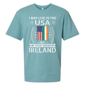 Irish American Flag Gift Meaningful Gift My Story Began In Ireland Sueded Cloud Jersey T-Shirt