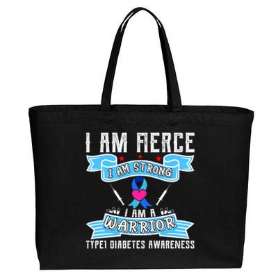 I Am Fierce Strong A Warrior Type 1 Diabetes Awareness Cotton Canvas Jumbo Tote