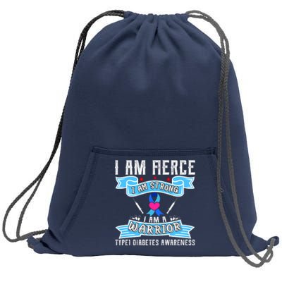 I Am Fierce Strong A Warrior Type 1 Diabetes Awareness Sweatshirt Cinch Pack Bag