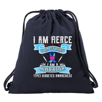 I Am Fierce Strong A Warrior Type 1 Diabetes Awareness Drawstring Bag