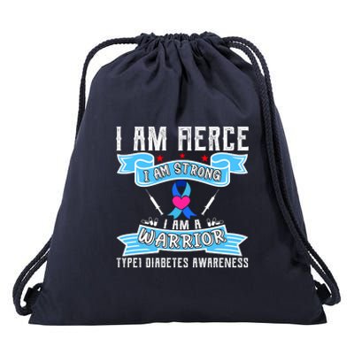 I Am Fierce Strong A Warrior Type 1 Diabetes Awareness Drawstring Bag