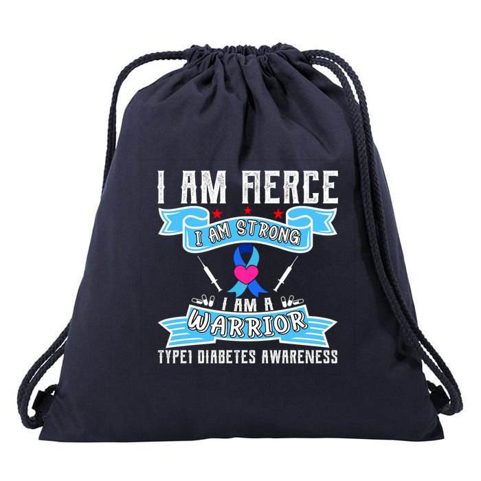 I Am Fierce Strong A Warrior Type 1 Diabetes Awareness Drawstring Bag