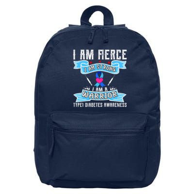 I Am Fierce Strong A Warrior Type 1 Diabetes Awareness 16 in Basic Backpack