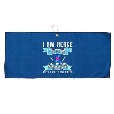 I Am Fierce Strong A Warrior Type 1 Diabetes Awareness Large Microfiber Waffle Golf Towel