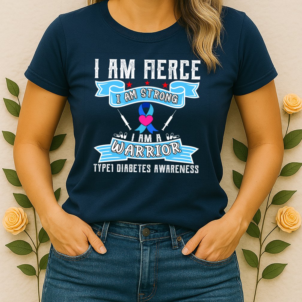 I Am Fierce Strong A Warrior Type 1 Diabetes Awareness Womens T-Shirt