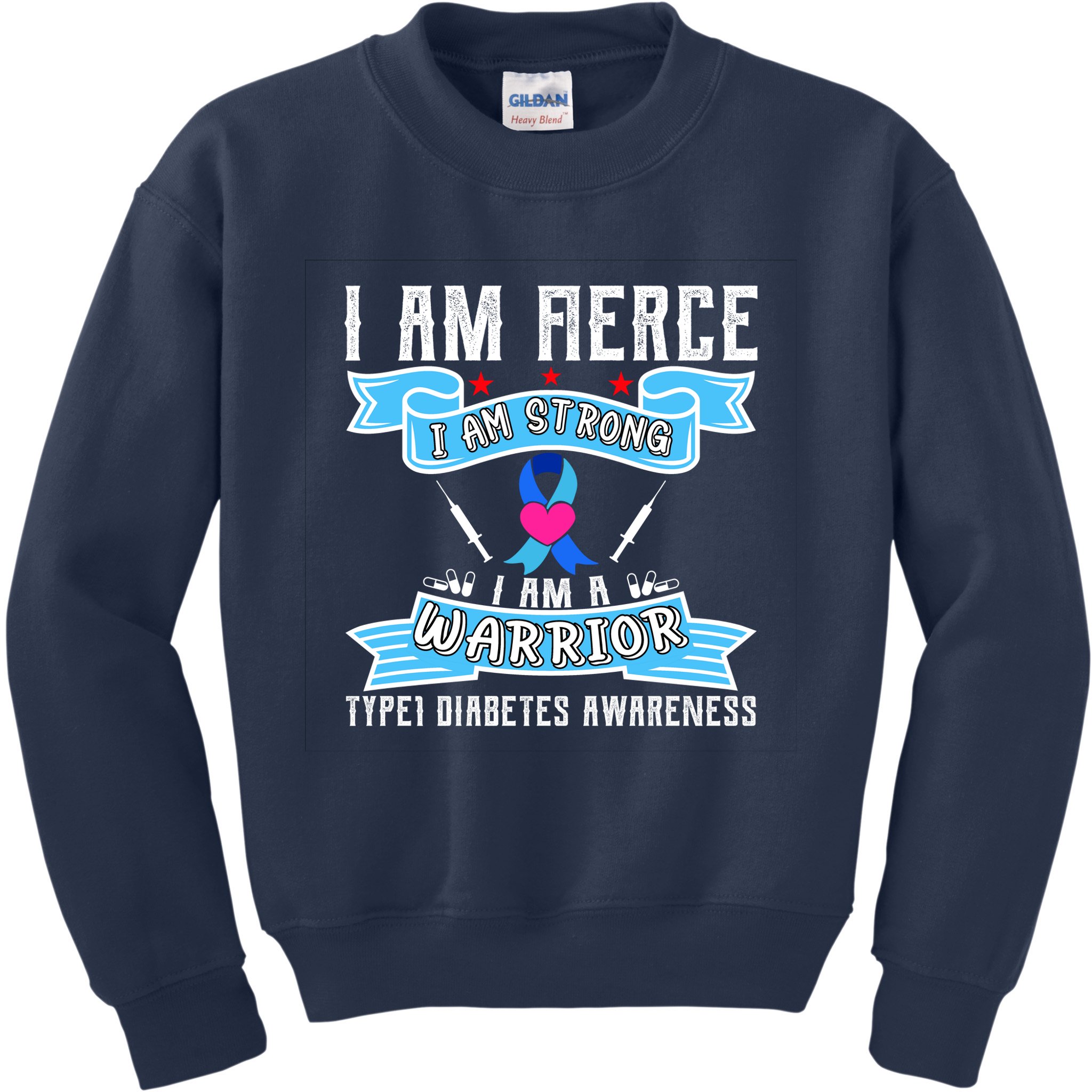 I Am Fierce Strong A Warrior Type 1 Diabetes Awareness Kids Sweatshirt
