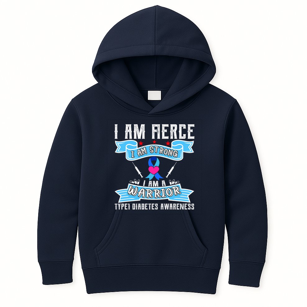 I Am Fierce Strong A Warrior Type 1 Diabetes Awareness Kids Hoodie